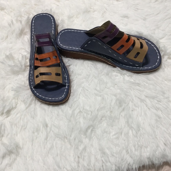 Casual Blue Wedge Sandal - Picture 2 of 6